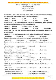 Đề thi thử THPT Quốc Gia môn Tiếng Anh có đáp án ( đề 9 ) - cô Hoàng Xuân
