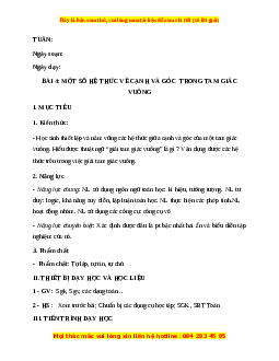 Giáo án Một số hệ thức về cạnh và góc trong tam giác vuông Toán 9 Học kì 1