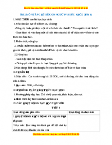 Giáo án TNXH 1 Chân trời sáng tạo Ôn tập chủ đề Con người và Sức khỏe