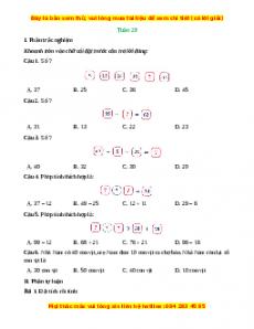 Phiếu bài tập cuối tuần Toán lớp 1 Tuần 29 Kết nối tri thức