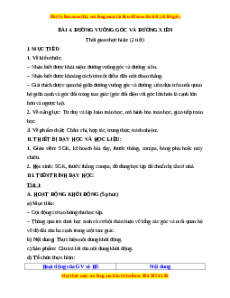 Giáo án Đường vuông góc và đường xiên Toán 7 Chân trời sáng tạo