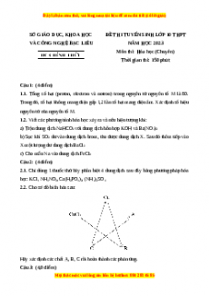 Đề thi vào 10 môn Hóa học năm 2023 - Trường THPT Chuyên Bạc Liêu