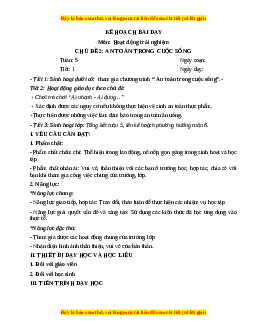 Giáo án HĐTN 3 Tuần 5 Chân trời sáng tạo: An toàn trong cuộc sống