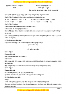 Đề thi học kì 1 Hóa lớp 8 năm 2023 Phòng GD và ĐT Lệ Thủy (Đề A)