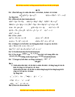 Đề thi giữa kì 1 Toán 8 năm 2023 - Đề 75