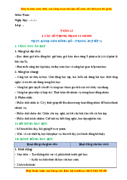 Giáo án Toán 3 Cánh diều Tuần 23: Thực hành xem đồng hồ - Trang 38