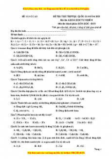 Đề thi THPT Quốc Gia Hóa năm 2023 Beeclass - Đề 19