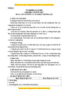 Giáo án Tự nhiên và xã hội 3 Kết nối tri thức Bài 7: Giữ an toàn và vệ sinh ở trường