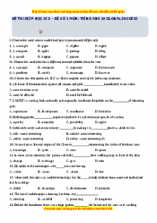 Bộ 15 đề thi giữa kì 2 Tiếng Anh 10 Global success có đáp án