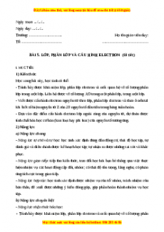 Giáo án Bài 5: Lớp, phân lớp và cấu hình electron Hóa học 10 Cánh diều