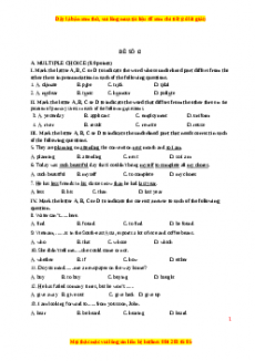 Đề thi trắc nghiệm Tiếng anh 10 năm 2022 - 2023 (Đề 12)