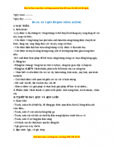 Giáo án Bài 31 KHTN 6 Cánh diều (2024): Sự chuyển hóa năng lượng