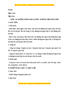 Giáo án Đường tròn ngoại tiếp. Đường tròn nội tiếp Toán 9 Học kì 2