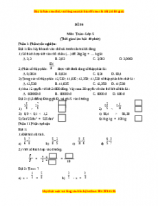 Bộ đề thi Toán 5 học kì 1 năm 2022 - 2023 - Đề 6
