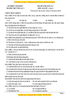Đề thi cuối kì 1 Lịch sử 11 trường THPT Yên Lạc 2 - Vĩnh Phúc