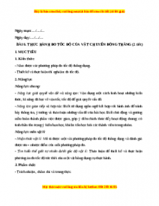 Giáo án Bài 6 Vật lí 10 Chân trời sáng tạo (2024): Thực hành đo tốc độ của vật chuyển động thẳng