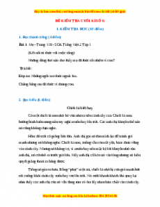 Đề thi cuối kì 1 Tiếng Việt lớp 2 Kết nối tri thức (Đề 6)