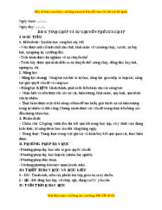 Giáo án Bài 6 KHTN 6 Cánh diều (2024): Tính chất và sự chuyển thể của chất