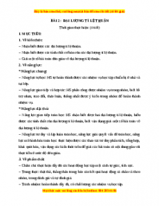 Giáo án Đại lượng tỉ lệ thuận Toán 7 Chân trời sáng tạo