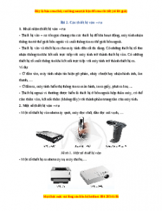 Lý thuyết Bài 2: Các thiết bị vào – ra