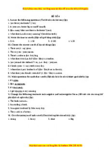 Học kỳ 1: Phần 2 Một số đề kiểm tra học kỳ 1 - Mục A- Đề số 4-Giáo viên Mai Lan Hương đầy đủ đáp án
