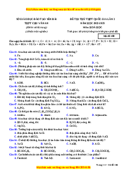 Đề thi thử Hóa Học trường Chu Văn An lần 2 năm 2023