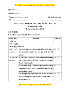 Giáo án Sinh học 10 Bài 12 (Chân trời sáng tạo): Thực hành sự vận chuyển chất qua màng sinh chất