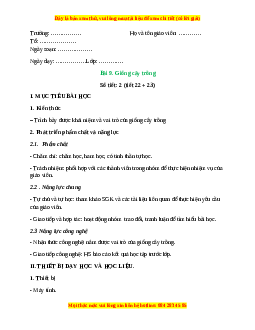 Giáo án Bài 9: Giống cây trồng Công nghệ 10 Cánh diều