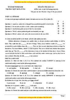 Đề thi học kì 1 Tiếng anh 12 năm 2022 - 2023 (Đề 3)