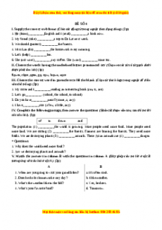 Học kỳ 2: Phần 2 Một số đề kiểm tra học kỳ 2 - Mục A- Đề số 4-Giáo viên Mai Lan Hương đầy đủ đáp án