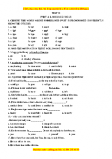 Test 22 - Bộ đề bồi dưỡng học sinh giỏi tiếng Anh toàn diện lớp 6 - Giáo viên Linh Đan