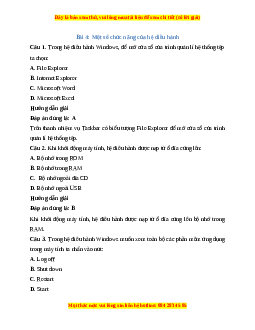 Lý thuyết Bài 4: Một số chức năng của hệ điều hành