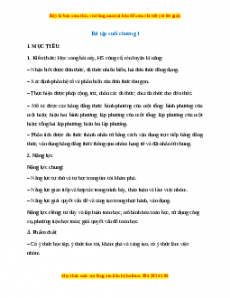 Giáo án Bài tập cuối chương 1 Toán 8 Cánh diều