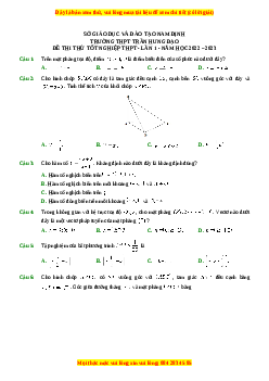 Đề thi thử Toán trường Trần Hưng Đạo - Nam Định lần 1 năm 2023