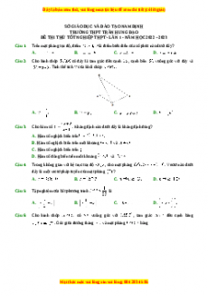 Đề thi thử Toán trường Trần Hưng Đạo - Nam Định lần 1 năm 2023