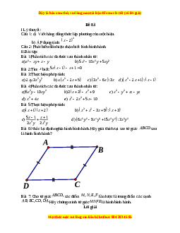 Đề thi giữa kì 1 Toán 8 năm 2023 - Đề 83