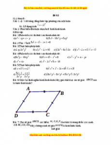 Đề thi giữa kì 1 Toán 8 năm 2023 - Đề 83