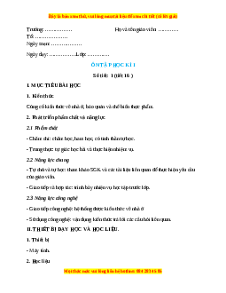 Giáo án Công nghệ 6 Ôn tập học kì 1 (Cánh diều)