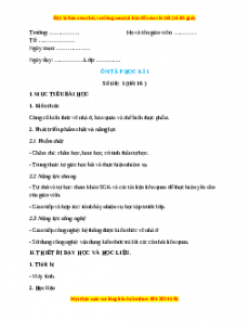 Giáo án Công nghệ 6 Ôn tập học kì 1 (Cánh diều)