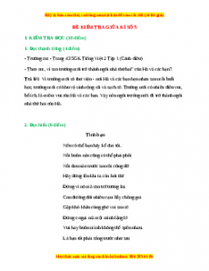 Đề thi giữa kì 1 Tiếng Việt lớp 2 Cánh diều (Đề 5)