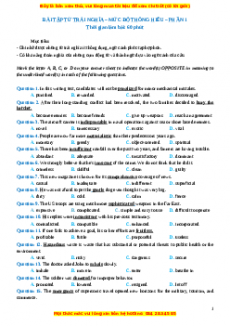 Chuyên đề bài tập Tiếng Anh 12 năm 2023 Dạng 5 - 150 bài Tìm từ trái nghĩa