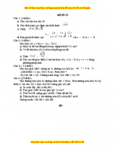 Đề thi Toán 9 học kì 1 năm 2022 - 2023 - Đề 25