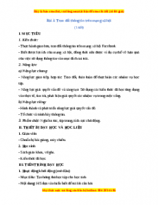 Giáo án Tin học 7 Cánh diều Chủ đề C Bài 3: Trao đổi thông tin trên mạng xã hội