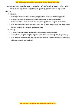 Chuyên đề luyện thi Hóa học 12 năm 2023 cực hay - Phần 6: Kim Loại Kiềm, Kim Loại Kiềm Thổ, Nhôm