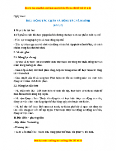 Giáo án Bài 2: Động tác chân và động tác vặn mình Giáo dục thể chất lớp 1 Chân trời sáng tạo