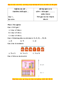 Đề thi cuối kì 2 Toán lớp 1 Cánh diều (Đề 8)