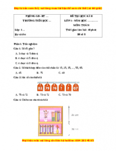 Đề thi cuối kì 2 Toán lớp 1 Cánh diều (Đề 8)