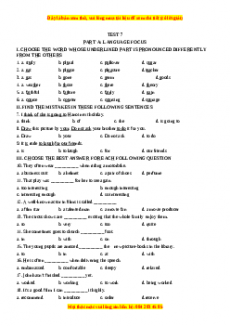 Test 7 - Bộ đề bồi dưỡng học sinh giỏi tiếng Anh toàn diện lớp 6 - Giáo viên Linh Đan