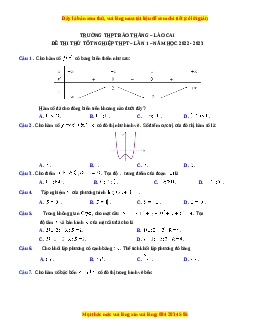 Đề thi thử Toán trường Bảo Thắng mã 002 lần 1 năm 2023