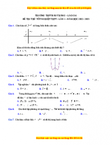 Đề thi thử Toán trường Bảo Thắng mã 002 lần 1 năm 2023